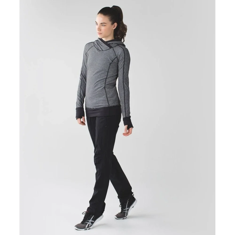 Lululemon Sweatshirt Womens 8Think‎ Fast Pullover Heather Slate Stripe Yoga